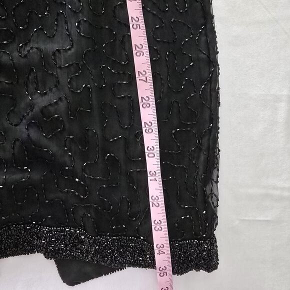 Lawrence Kazar Beaded Silk Black Mini Dress Fits‎ Like M/L Cocktail Formal Glam - Picture 10 of 11